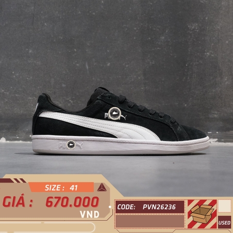 Puma Smash v2 'Black White' - 370205-01 - Size 41 - GIÀY 2HAND CHÍNH HÃNG PVN26236