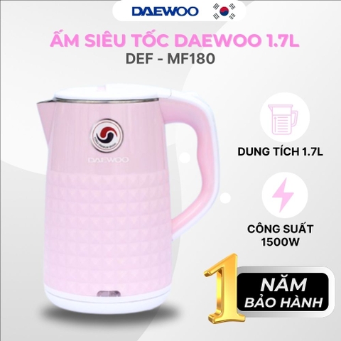 Ấm siêu tốc Daewoo DEK-MF180 (1.7L) công suất lớn 1500w nhanh sôi, bảo hành 12 tháng
