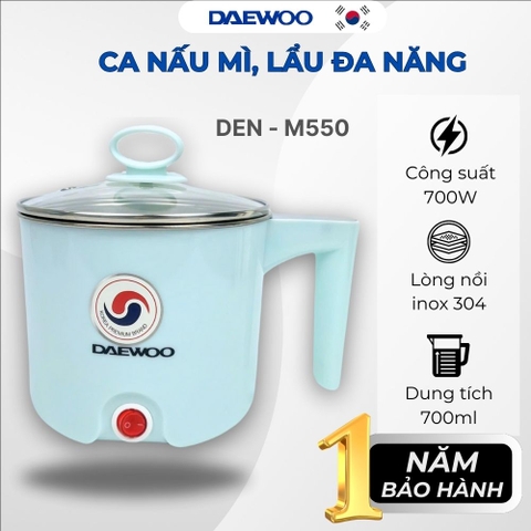 Ca nấu mì, lẩu đa năng 700ml Daewoo DEN-M550 nấu cực nhanh, bảo hành 1 năm