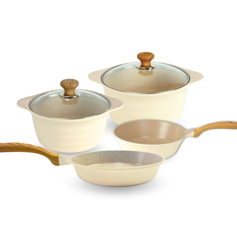 Bộ 4 Nồi Chảo Chống Dính Đáy Từ EcoramicCao Cấp (Nồi 20,24cm, Chảo 20,24cm)