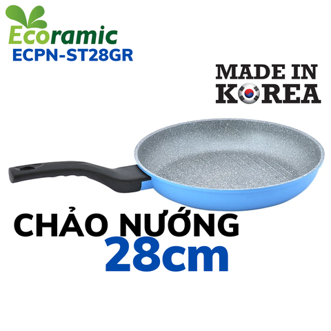 Chảo Nướng Vân Đá 5 Lớp Siêu Bền 28cm Made In Korea ECORAMIC ECPN-ST28GR