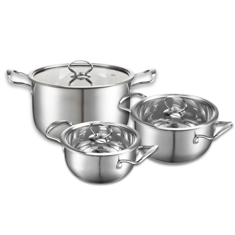 [ƯU ĐÃI THÁNG 6] Bộ 3 nồi Inox 304 đáy từ 5 lớp siêu bền Daelux size 16 + 20 + 24cm nắp kính cường lực DXSP-GS3