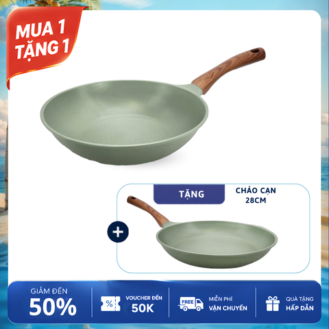 [MUA 1 TẶNG 1] Chảo Hàn Quốc DLP-28IH/ DLWK-28IH công nghệ đáy từ cao cấp, nhôm đúc nguyên khối, chống dính Titaconia nonstick