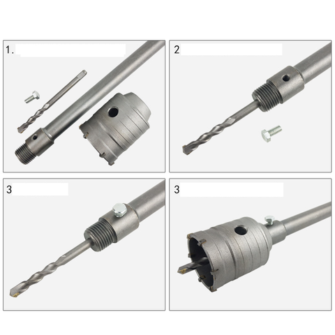 Mũi khoan rút lõi tường bê tông tường gạch tạ lỗ lắp điều hòa đủ kích thước mũi 30mm-114mm chuôi cán 110-200-300mm