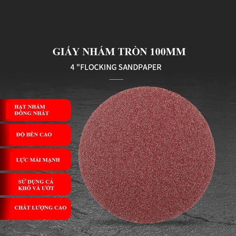Giấy nhám tròn đường kính 100 mm nhiều số độ mịn thô chà gỗ chà sắt