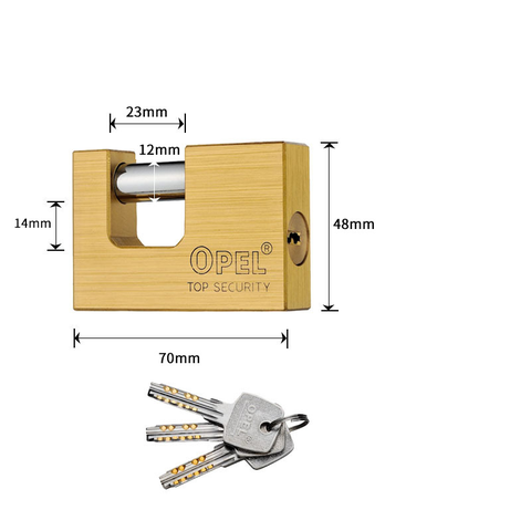 Ổ Khóa Đồng Ople Cầu Ngang Khóa Bằng Chìa 3 Chìa Vuông Điện Tử (Hàng Chính Hãng)
