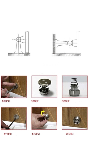 Hít cửa chặn cửa nam châm inox 304 lực hút cực mạnh chốt chặn chống va đập bảo vệ cửa gỗ