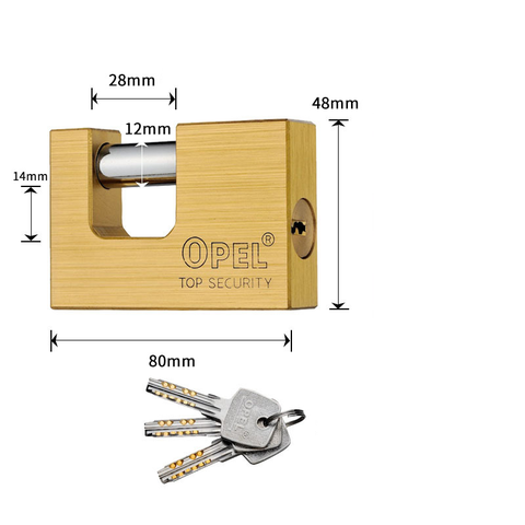 Ổ Khóa Đồng Ople Cầu Ngang Khóa Bằng Chìa 3 Chìa Vuông Điện Tử (Hàng Chính Hãng)