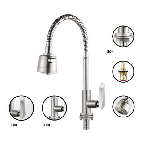 VÒI CHÉN (NƯỚC LẠNH) TRỤC LÒ XO - INOX 304