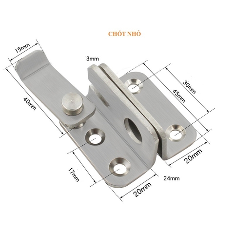 Chốt khóa cài cửa inox, chốt cửa an toàn thanh gạt trái gạt phải