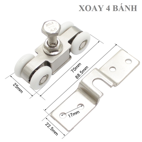 Bộ bánh xe treo cửa lùa cửa trượt nhôm gỗ sắt
