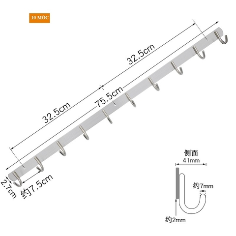 Móc treo tường inox móc treo quần áo gắn tường móc treo đồ inox từ 6 đến 10 móc