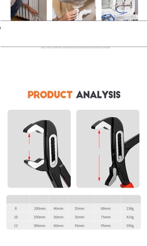 Kìm mỏ quạ đa năng kềm mỏ quạ 10" 12" lắp đặt ống nước