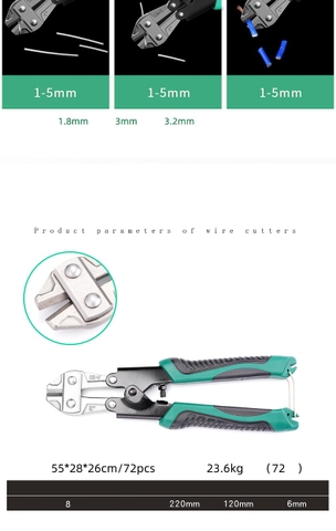 Kìm Cộng Lực Thép Crv 8'' Kềm Cắt Kẽm Cắt Cáp