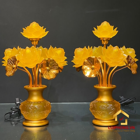 Đèn thờ hoa sen 5 bông - Vẻ đẹp Quốc Hoa và ý nghĩa sâu sắc