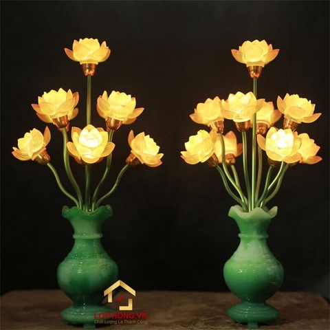Đèn thờ hoa sen 9 bông rước tài lộc vào nhà - gia đình bình an