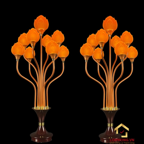 Đèn Thờ Hoa Sen Tịnh Thế Hoa Khai 9 bông cụp
