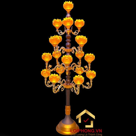Đèn Thờ Hoa Sen Thủy Lưu Ly thân cổ 19 bông cụp cao 160cm