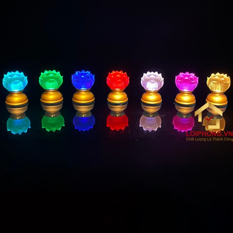 Đèn Thờ Thất Phật Dược Sư tích điện bông sen cụp