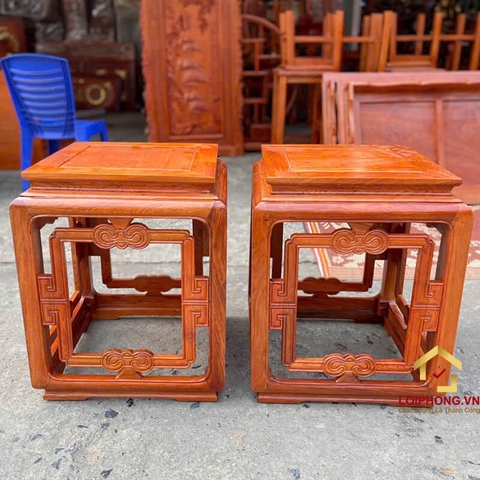 Đôn Gỗ Vuông Gỗ Hương Cao Cấp - Kích Thước 40x40 cm x Cao 57 cm