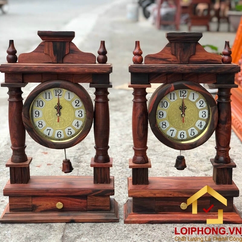 Đồng hồ gỗ trắc sang trọng, cao cấp kích thước cao 50 cm x rộng 31 cm x sâu 11 cm