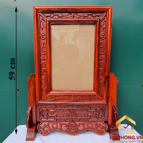 Khung ảnh thờ nền kép đục rơi đẹp bằng gỗ hương