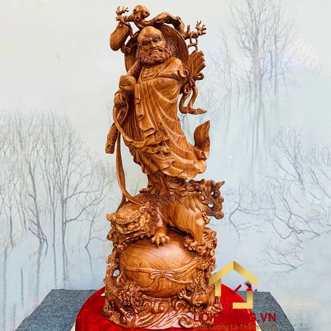 Tượng Đạt Ma Sư Tổ đứng lân kích thước 120x40x20 cm