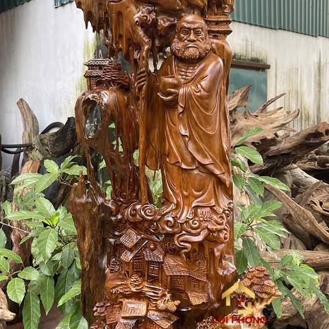 Tượng Đạt Ma Sư Tổ đứng tựa núi kích thước 100x48x28 cm
