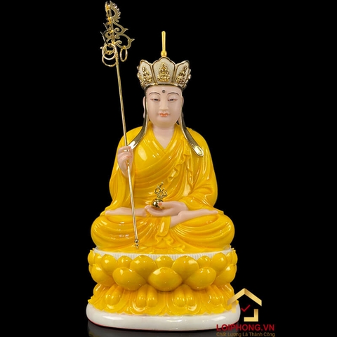 Tượng Địa Tạng Vương Bồ Tát Ngồi Hoa Sen Bằng Bột Đá Hổ Phách cao từ 30 - 90 cm