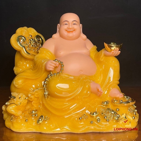 Tượng Phật Di Lặc Bằng Bột Đá Thạch Anh 33x40x25 cm