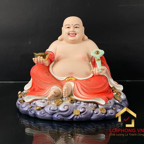 Tượng Phật Di Lặc Ngồi Đế Mây Bằng Sứ Sơn Đỏ cao 40cm, 48cm