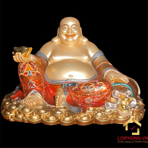 Tượng Phật Di Lặc Ngồi Núi Bạc Bằng Đồng Sơn Đỏ Vẽ Màu Cao Cấp