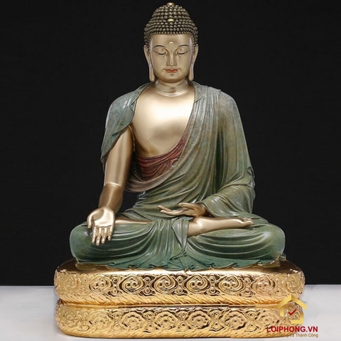 Bộ Tượng Thất Phật Dược Sư Bảy Thế Tay Bằng Đồng Men Cổ Cao 48cm