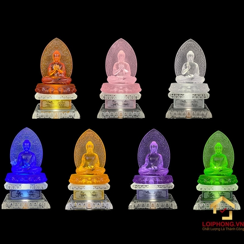 Bộ Tượng Thất Phật Dược Sư Bảy Thế Tay Bằng Đá lưu ly cao 41 cm