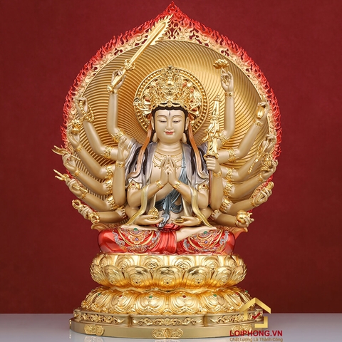 Tượng Phật Mẫu Chuẩn Đề bằng đồng men cổ cao 30cm, 40 cm, 48 cm