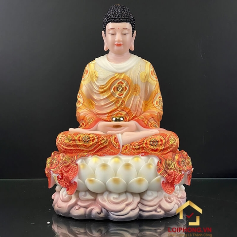 Tượng Phật Thích Ca ngồi đế non nước bằng bột đá sơn phú quý cao 30cm, 40cm và 48cm