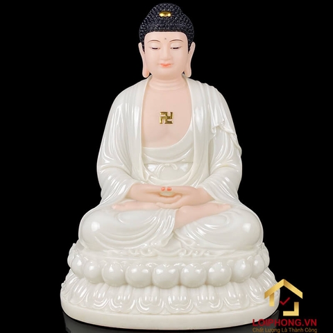 Tượng Phật Thích Ca Ngồi Đế Hoa Sen Bằng Bột Đá Cao 20 – 48 cm