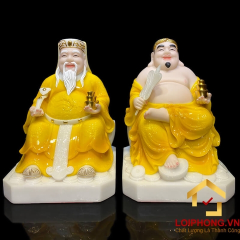 Tượng Thần Tài Thổ Địa trang phục màu vàng cao từ 20 – 40 cm