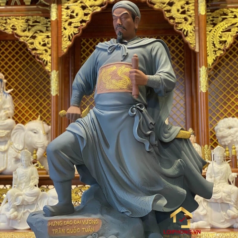 Tượng Trần Quốc Tuấn bằng Gốm Tử Sa cao 65cm