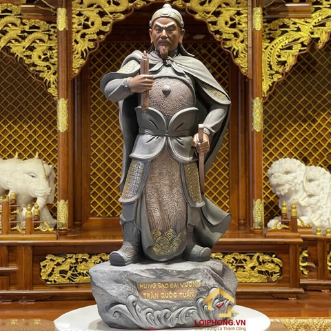 Tượng Trần Quốc Tuấn bằng Gốm Tử Sa cao 65cm đứng thẳng