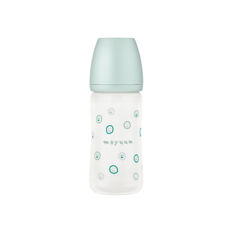 Bình sữa Thủy tinh tráng silicon Moyuum phiên bản Happy More - 240ml - Kèm núm 2