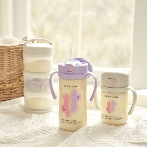 [1/7-31/7 GIẢM 10%] Bình tập hút - mẫu Mèo - màu Tím/Xám - 170ml/270ml