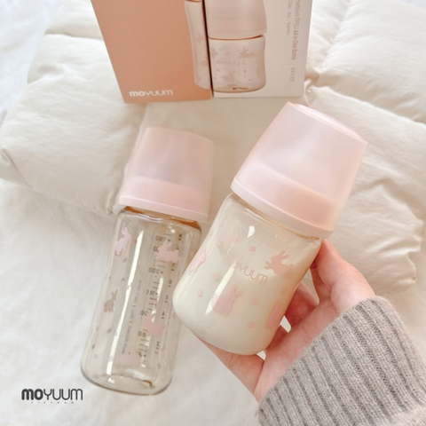 Thế hệ 3 - Bình PPSU Moyuum - Mẫu Thỏ hồng - 170ml/Kèm núm 1 (0-3m)