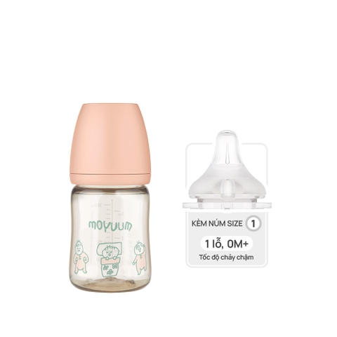 [DEAL XẢ KHO] Bình sữa PPSU Moyuum - Ogu hồng - 170ml - Kèm núm 1