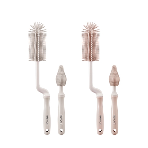 Set cọ bình & núm silicon Moyuum - Màu Trắng/Hồng