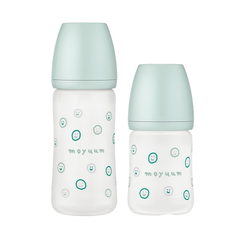 Bình sữa Thủy tinh tráng silicon Moyuum phiên bản Happy More - 150ml/240ml