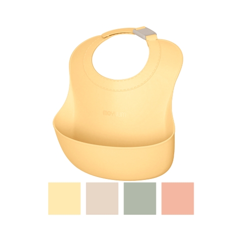 Yếm ăn dặm silicone Moyuum - BST sắc màu - Be/Xanh lá/Đỏ cam/Vàng