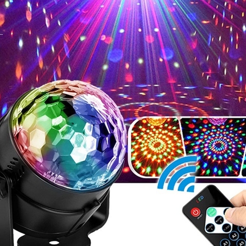 Đèn Led Xoay 7 Màu, Chớp Nháy Theo Nhạc, Trang Trí Decor, phòng Karaoke, có điều khiển