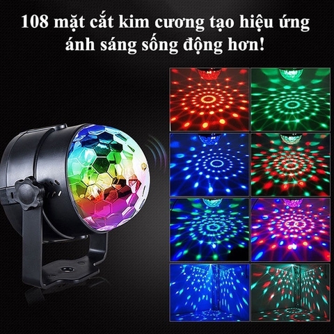 Đèn Led Xoay 7 Màu, Chớp Nháy Theo Nhạc, Trang Trí Decor, phòng Karaoke, có điều khiển