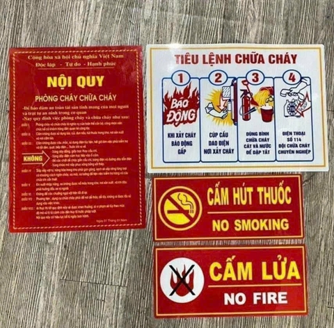 Nội quy, tiêu lệnh, cấm lửa, cấm thuốc ( bộ 4 tấm)